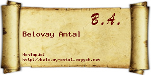 Belovay Antal névjegykártya